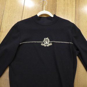 St John by Marie Gray Black Knit w/Logo Sweater Sz L